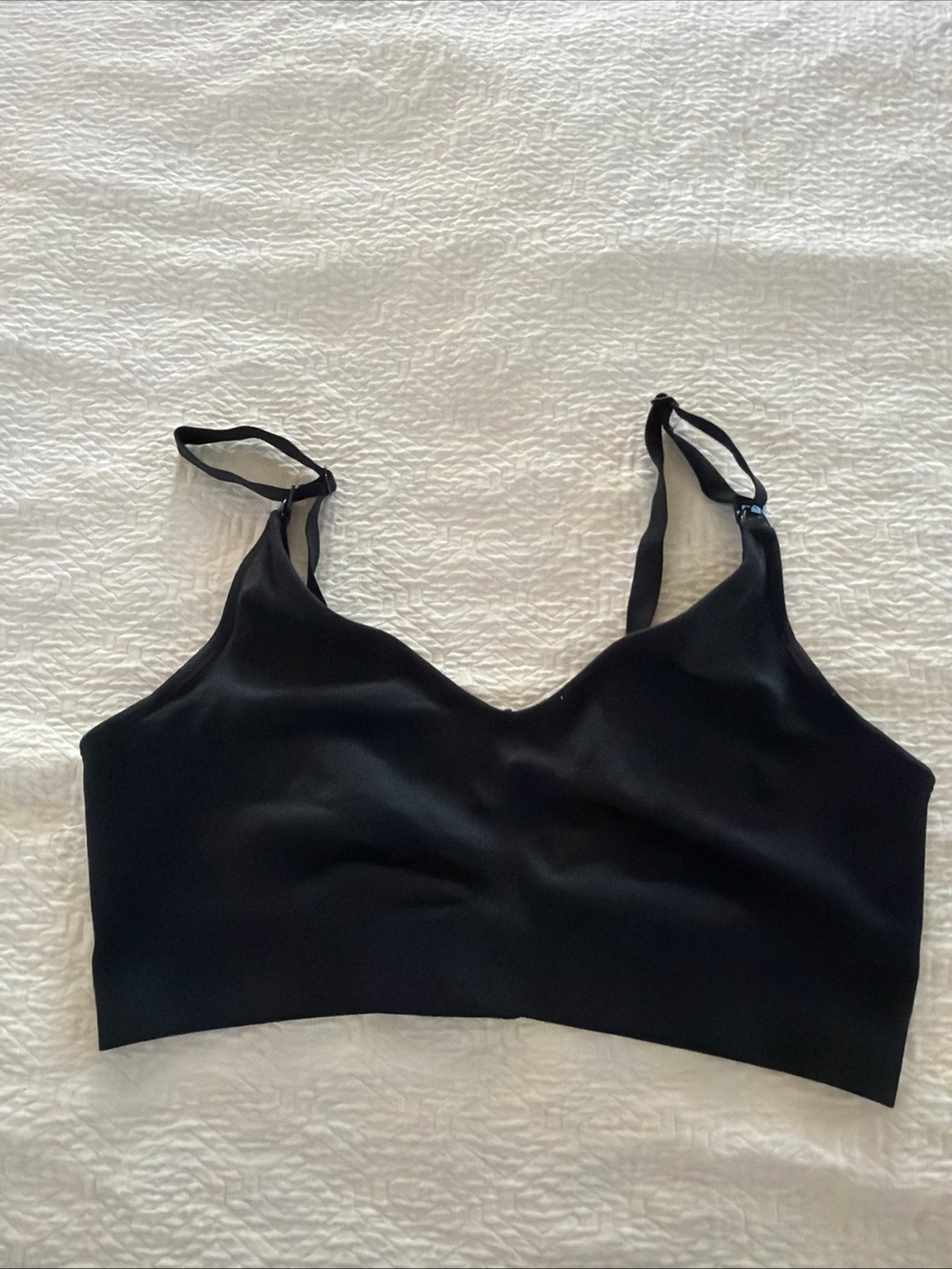 Quince Women’s Large Nursing Bra Seamless Wireless Ribbed Stretch Adjustable